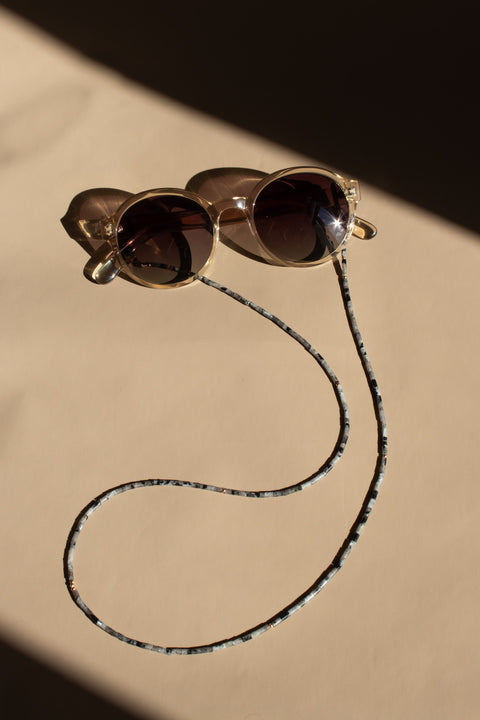 Brillenkette aus schwarzem Labradorit & Gold