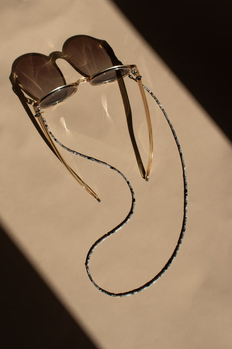 Brillenkette aus schwarzem Labradorit & Gold