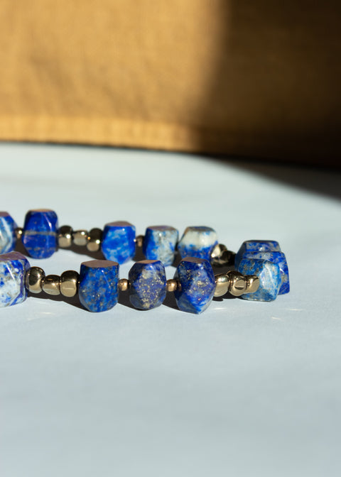 Kurze Handykette mit Lapislazuli Natursteinen