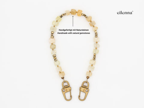 Schlüsselkette kurz aus Naturstein aus Citrin, Universal Kette mit Karabinern, Echter Steinschmuck, Handmade von eilenna