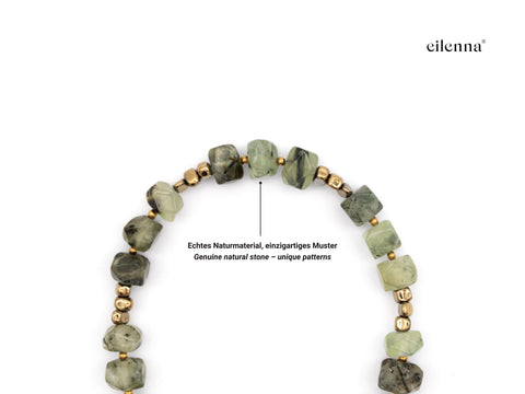 Schlüsselkette kurz aus Naturstein aus Prehnit, Universal Kette mit Karabinern, Echter Steinschmuck, Handmade von eilenna