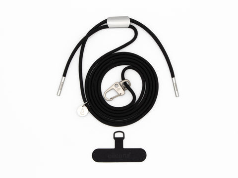 Handykette universal mit Karabiner und Adapter, Kordel in BLACK BEAUTY mit Gold, Rose, Silber oder Schwarz, handmade von eilenna