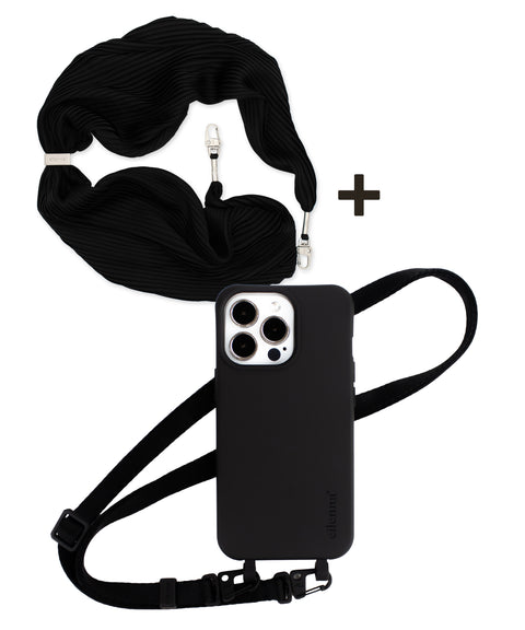 Handyhülle Crow mit Band + Plisseetuch im Bundle