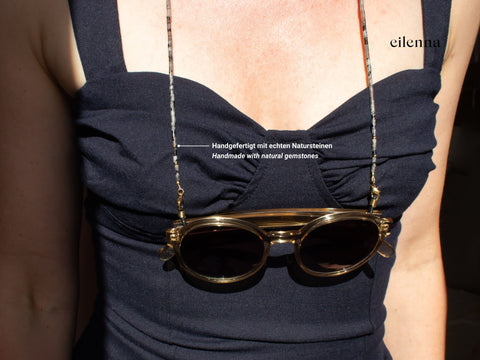 Brillenkette aus schwarzem Labradorit & Gold