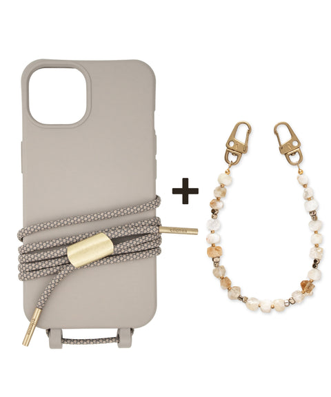 Handyhülle Clay & Kordel Oat + Natursteinkette aus Citrin im Bundle