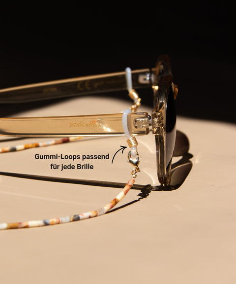 Brillenkette aus Crazy Agate & Gold