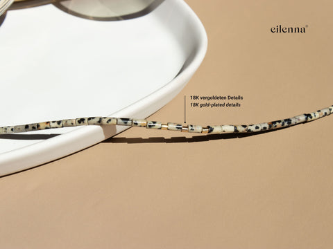 Brillenkette aus Dalmatiner Jaspis & Gold