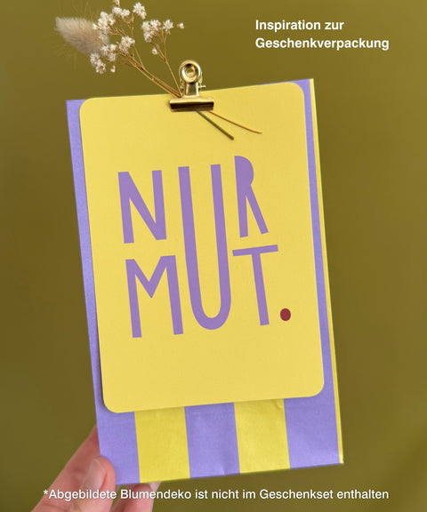 Grußkarte „Nur Mut" mit handgemachtem Sonnenfänger & Geschenktüte