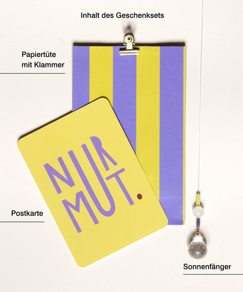 Grußkarte mit handgemachtem Sonnenfänger & Geschenktüte