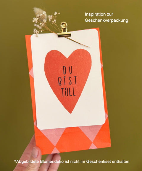 Grußkarte „Du bist toll" mit handgemachtem Sonnenfänger & Geschenktüte