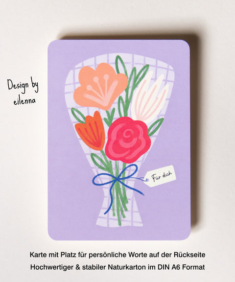 Grußkarte „Für dich" mit handgemachtem Sonnenfänger & Geschenktüte