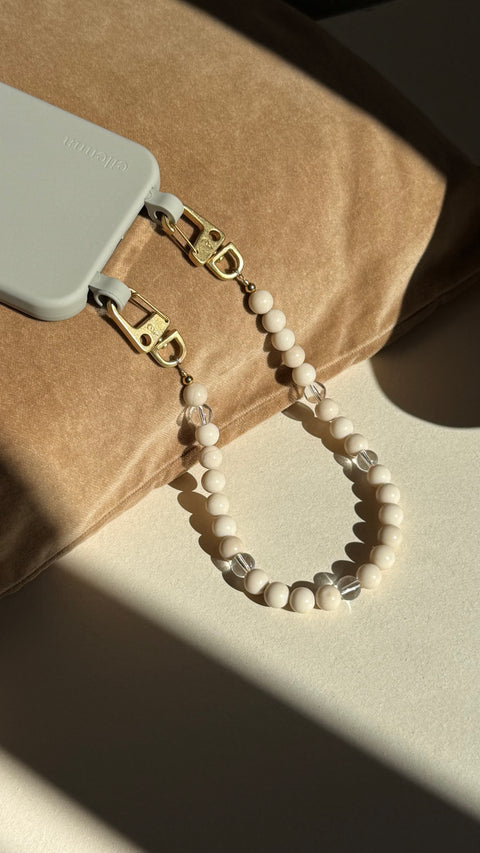 Kurze Handykette Creamy Crystal