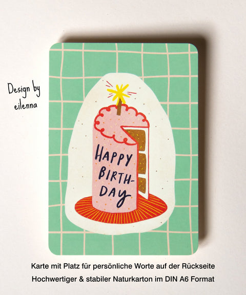Geburtstagskarte „Happy Birthday“ #1 mit handgemachtem Sonnenfänger & Geschenktüte