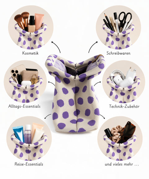 MIO Clutch Weiß-Lila Punkte