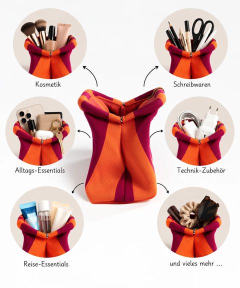 MIO Clutch Orange-Himbeere gestreift