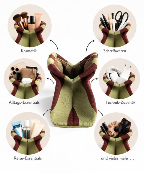 MIO Clutch Grün-Bordeaux gestreift
