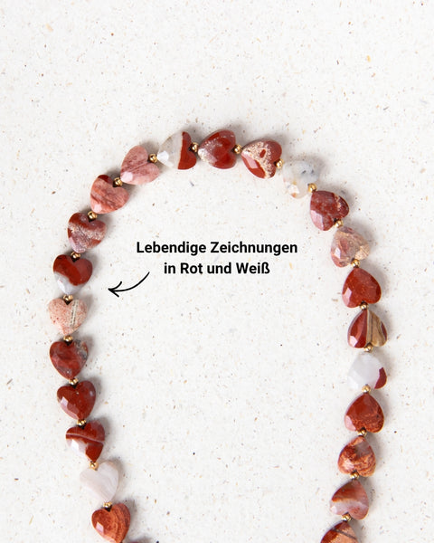 Handyhülle Berry & Handykette mit Brekzienjaspis Herzperlen – Für Dankbarkeit