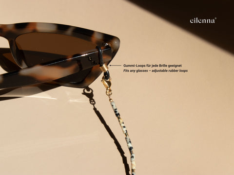 Brillenkette aus Dalmatiner Jaspis & Gold