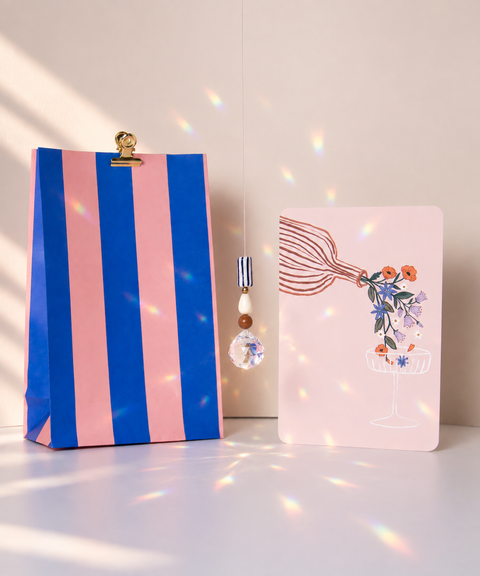 Grußkarte Zur bestandenen Prüfung #2 mit handgemachtem Sonnenfänger & Geschenktüte