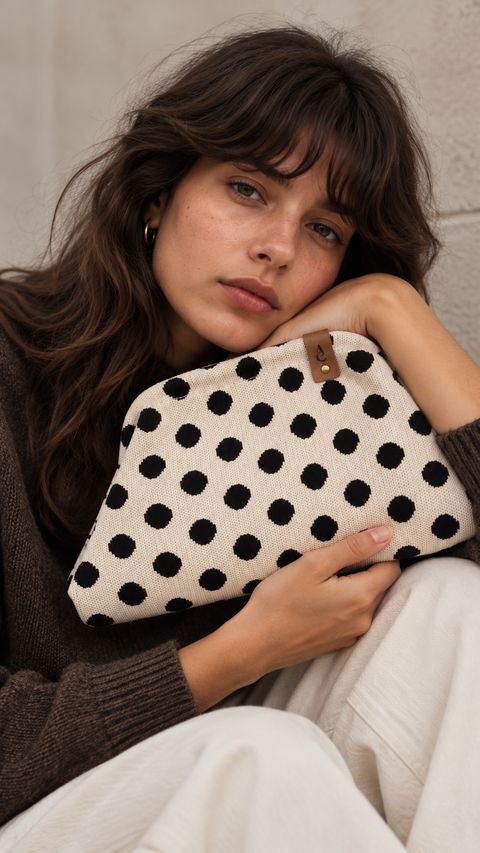 MIO Clutch Schwarz-Weiß Punkte