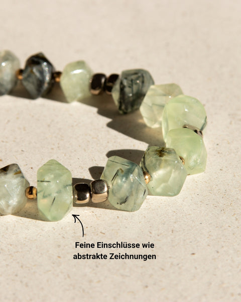 Schlüsselkette kurz mit Prehnit Natursteinen