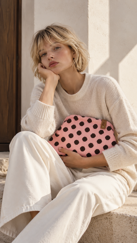 MIO Clutch Rosa-Braun gepunktet