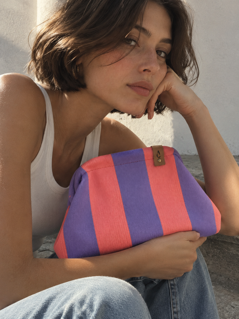 MIO Clutch Rosa-Lila gestreift
