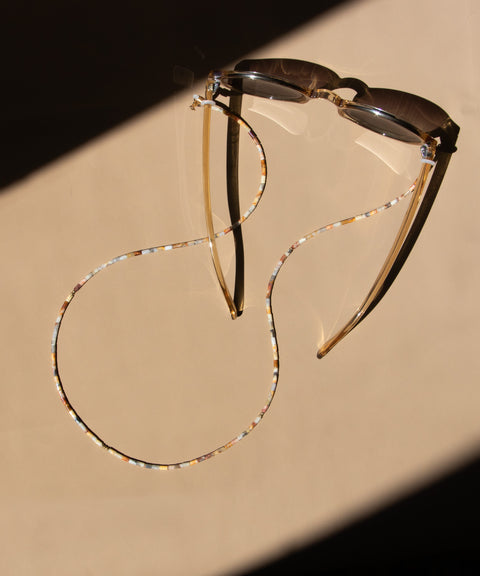 Brillenkette aus Crazy Agate & Gold