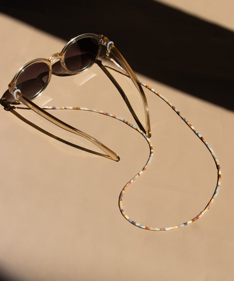 Brillenkette aus Crazy Agate & Gold