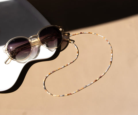 Brillenkette aus Crazy Agate & Gold