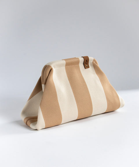 MIO Clutch Beige-Cremeweiß gestreift