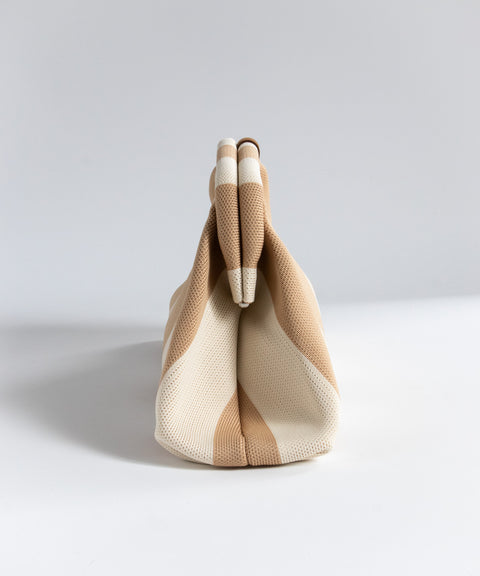 MIO Clutch Beige-Cremeweiß gestreift