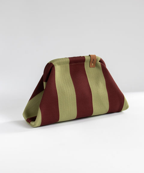 MIO Clutch Grün-Bordeaux gestreift