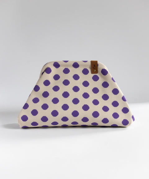 MIO Clutch Weiß-Lila Punkte