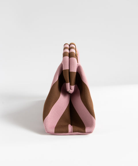 MIO Clutch Rosa-Braun gestreift