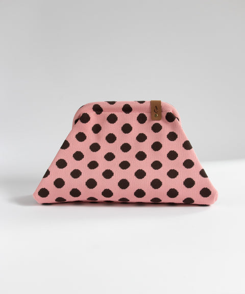 MIO Clutch Rosa-Braun gepunktet
