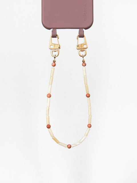 Kurze Handykette aus Zitronenjade & Pinker Aventurin