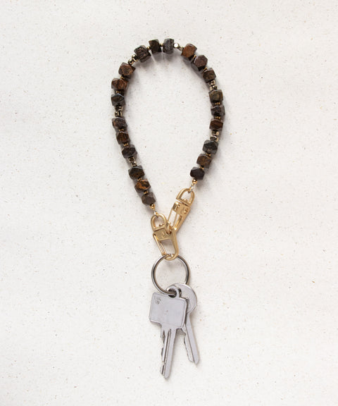 Schlüsselkette kurz mit Bronzit Natursteinen