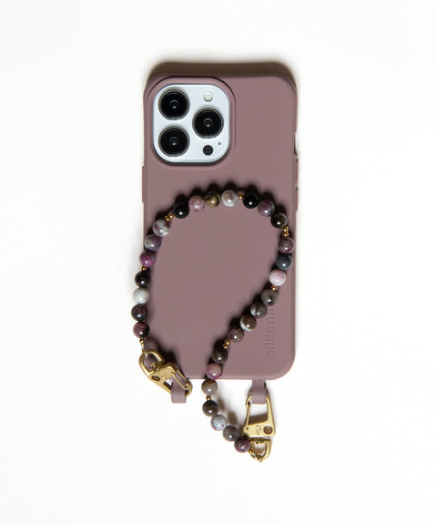 Berry phone case &amp; phone chain with rhodonite