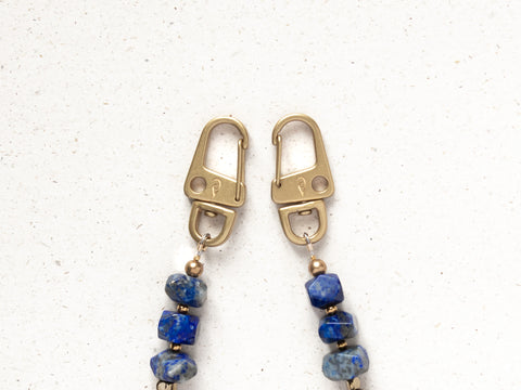 Schlüsselkette kurz mit Lapislazuli Natursteinen