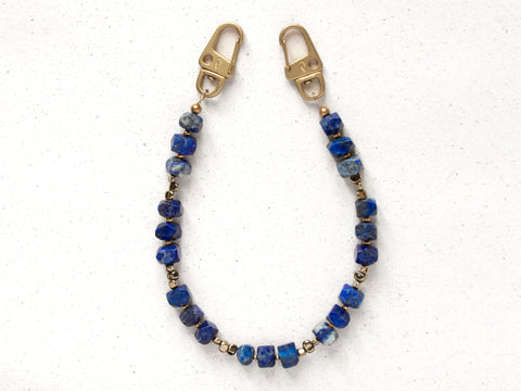 Schlüsselkette kurz mit Lapislazuli Natursteinen