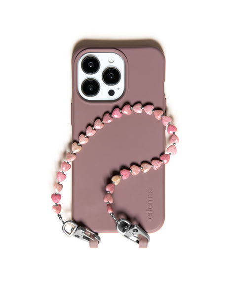 Berry phone case &amp; phone chain with rhodonite
