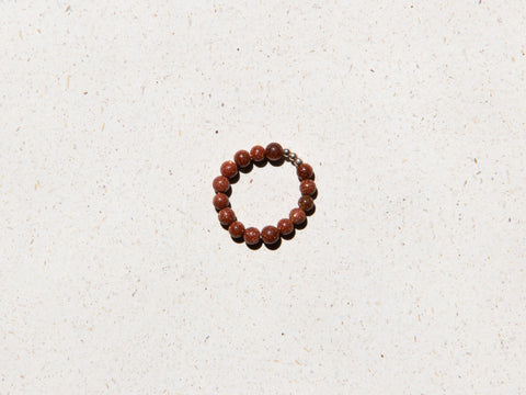 Ring with red sandstone &amp; 925 silver beads, Kaia Ring