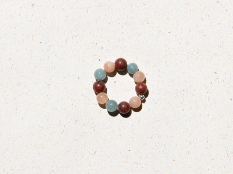 Ring made of gemstone mix &amp; 925 silver pearl, Noelia Ring
