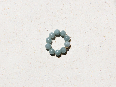 Ring made of Burmese jade &amp; 18-carat gold-plated pearl, Maelis Ring