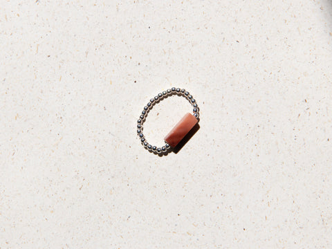 Ring with sunstone &amp; 925 silver beads, Solara Ring