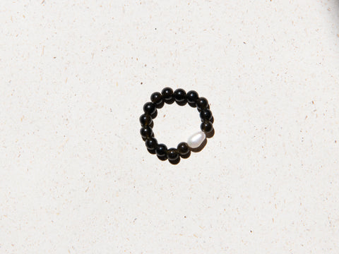 Ring with golden obsidian &amp; freshwater pearl, Sera Ring