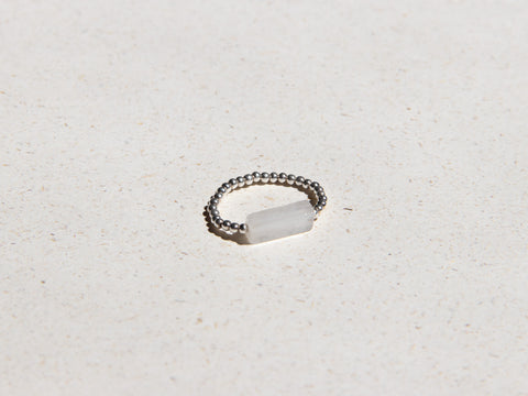 Ring with rock crystal &amp; 925 silver beads, Clara Ring by eilenna