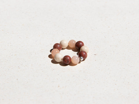 Ring made of gemstone mix &amp; 925 silver pearl, Amara Ring