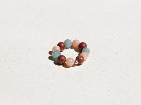 Ring made of gemstone mix &amp; 925 silver pearl, Noelia Ring